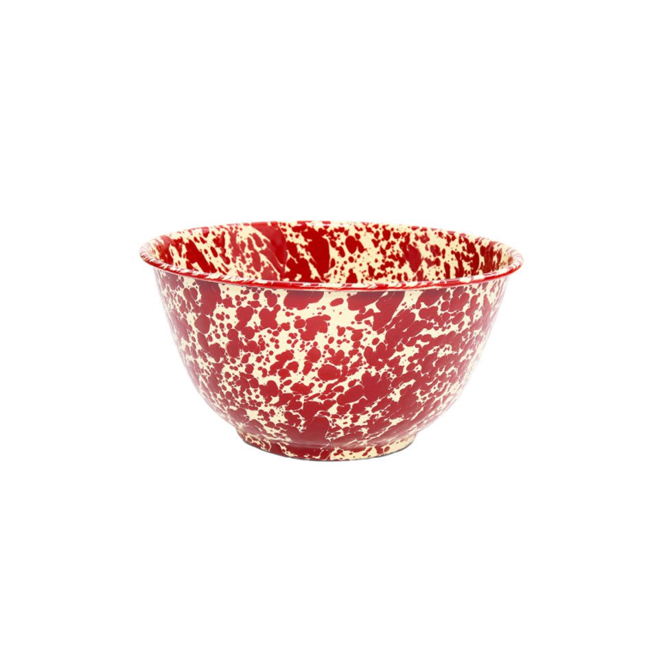 Enamel Large Salad Bowl - Red Splatter - Kentucky Soaps & Such